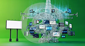 Advanced Digital Data Network Space with Multiple Screens and Connectivity Technology