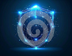 Advanced digital defense shield representing cybersecurity data protection