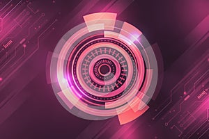 Futuristic circular interface illustrating digital data visualization and core technology.