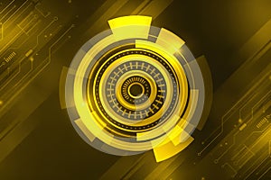 Futuristic circular interface illustrating digital data visualization and core technology.