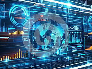 Advanced Digital Interface with Global Data Visualization