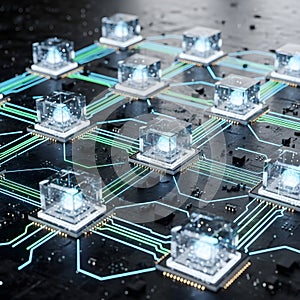 Advanced Digital Network Processing Data Flow Technology Concept