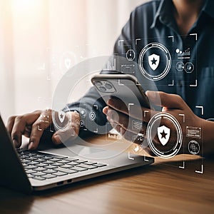 Advanced Digital Security with a Holographic Shield Interface on Laptop and Smartphone