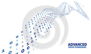 Advanced Digital Technologies template. Stream of binary code