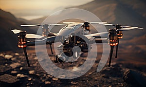 advanced drone flying with camera, generative ai