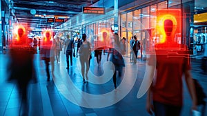 Advanced facial recognition technology in modern urban environments for security and data analysis photo