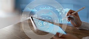 Advanced Financial Data Visualization and Market Analytics on a Digital Tablet Interface