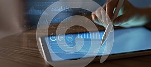 Advanced Financial Data Visualization and Market Analytics on a Digital Tablet Interface