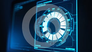 Advanced Futuristic Digital Interface Displaying Complex Data Analysis