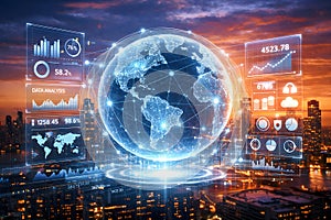 Advanced Global Analytics Dashboard Visualizing Connected World Data And Business Intelligence