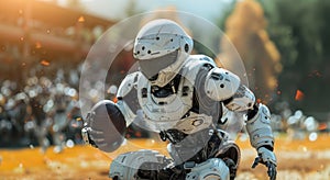 Advanced Humanoid Robot Conducting Field Test at Dusk