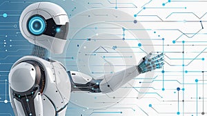 Futuristic AI Robot with Digital Circuit Background