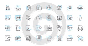 Advanced instruction linear icons set. Critical thinking, Creativity, Innovation, Problem-solving, Collaboration