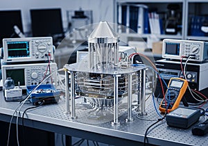 Advanced laboratory setup featuring a quantum computer