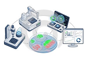 Advanced laboratory setup with microscopy and data analysis for biological samples