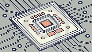 Advanced Microchip on Circuit Board, High-Tech Processor Unit, vector design Generative AI