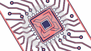 Advanced microchip on a circuit board, symbolizing innovation and digital power, vector design Generative AI