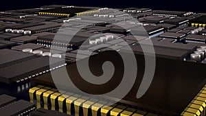 Advanced Microchip and Integrated Circuit Technology Background 3d render