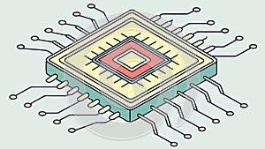 Advanced Microchip Processor: Essential Computer Technology Component, vector design Generative AI