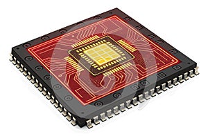 Advanced Microprocessor CPU Chip 3D Render