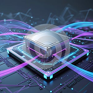 Advanced Microprocessor with Glowing Data Trails and Circuitry chip technology
