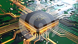 Advanced Microprocessor Powering a Circuit Board