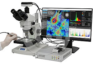 Of advanced microscope with computer display on