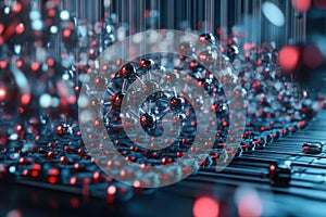 Advanced molecular structures illuminated in a futuristic lab environment