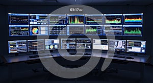 High-Tech Control Room with Real-Time Data Dashboards