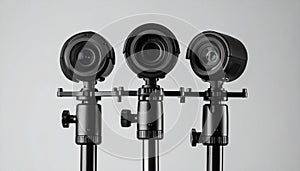 Advanced Multi-Lens Camera System on Stands