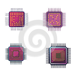Advanced Neural Network AI Chip Processor Illustration in Vector Format