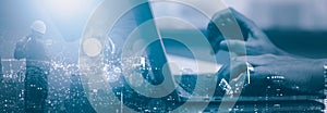 Advanced programmer working with computer build smart city network control system with artificial intelligence or AI digital