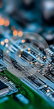 Advanced Quantum Computing Circuit Board and High Tech Microprocessor Integrated Technology System