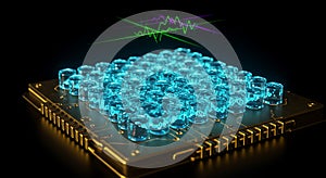 Advanced quantum processor showing complex signals