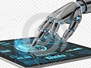 Advanced robot hand interacting with digital interface