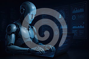 Advanced robot working on data analytics project