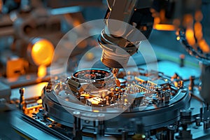 Advanced robotic arm assembling intricate watch components