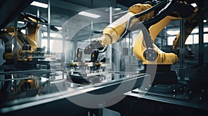 Advanced Robotic Arm Operating on a Manufacturing Assembly Line