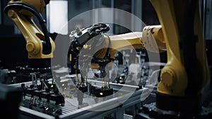 Advanced Robotic Arm Operating on a Manufacturing Assembly Line