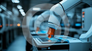 Advanced robotic arm performing precision tasks in modern automated laboratory setting