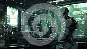 Advanced robotics in high-tech laboratory focusing on autonomous systems and artificial intelligence development