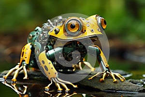 Advanced Robotized modern frog. Generate Ai photo