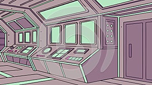 Advanced Sci-Fi Command Center Interior, Futuristic Technology, vector design Generative AI