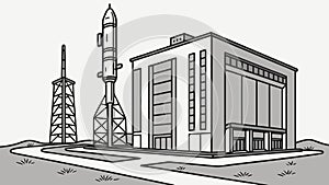 Advanced space station with a rocket launch, future of cosmic exploration, vector design Generative AI