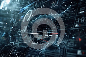 Advanced statistical data analysis displayed on high-tech interface