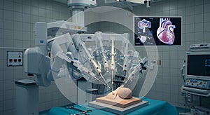 Advanced surgical robot practicing heart procedure
