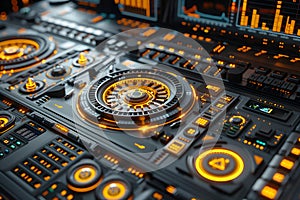 Advanced Tech Table: Grey & Yellow Stethoscopic Workstation with Gadgets