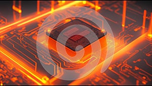 Advanced Technology Concept Visualization: Circuit Board CPU Processor