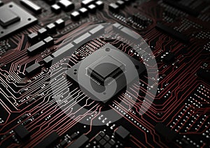 Advanced Technology Concept Visualization Circuit Board CPU Processor Microchip Starting Artificial Intelligence Digitalization