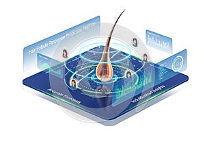 Advanced technology interface with digital data analytics and user interaction on tablet screen